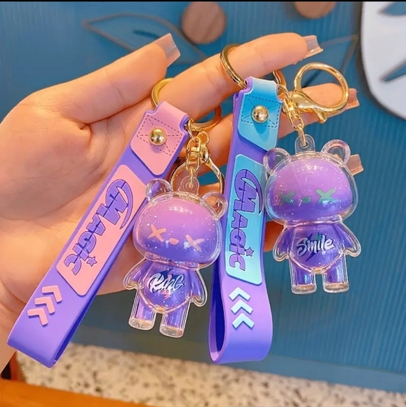 🆕️ Pink & Purple Space Bear Keychain/Wristlet - Picture 4 of 4